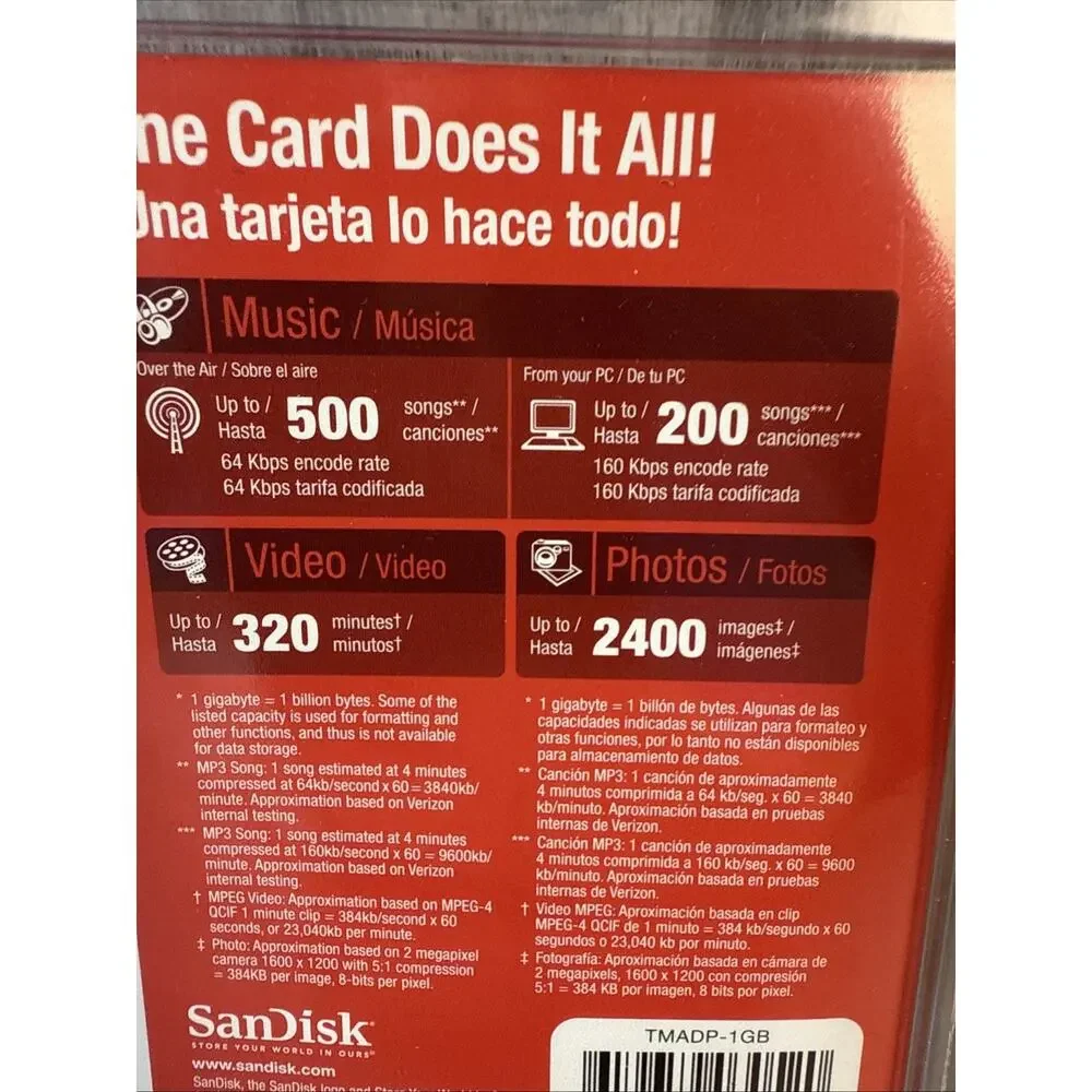 Verizon Wireless Sandisk 1 GB Memory Card W Adapters 3 in 1